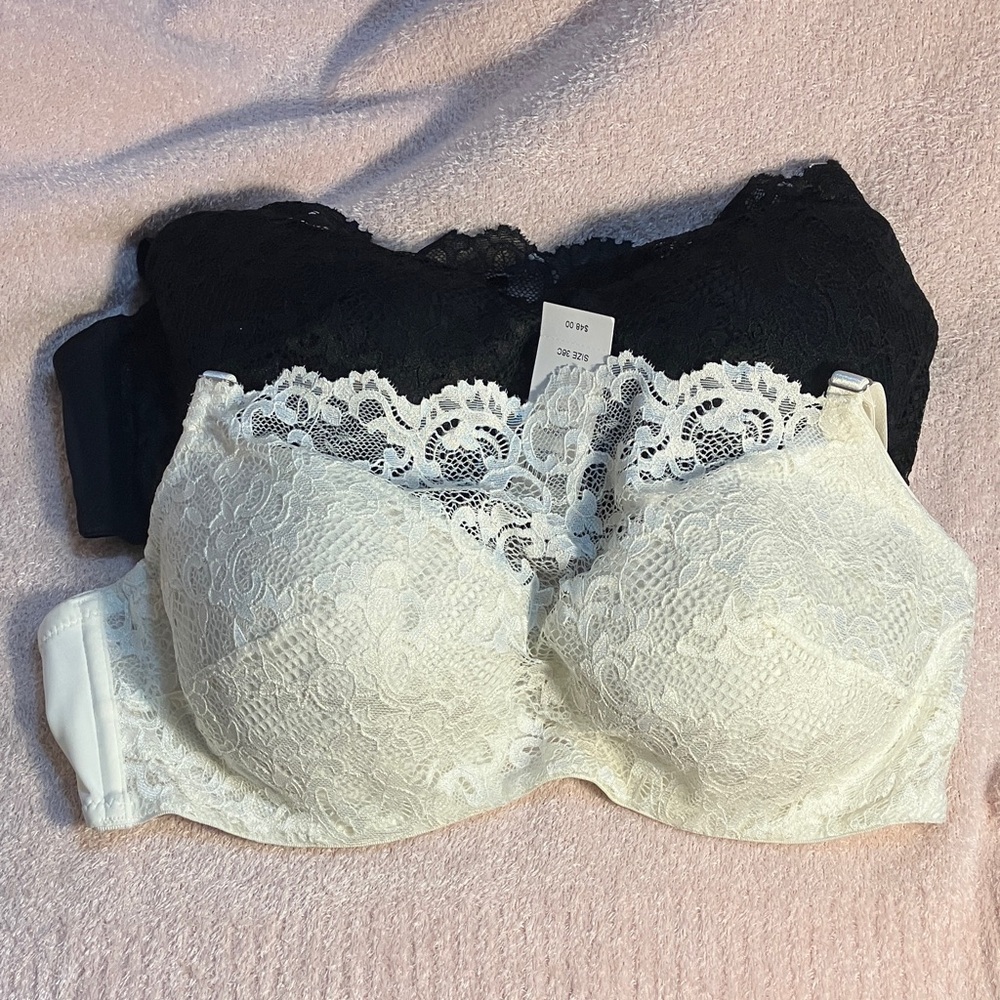 Soma Lace Bra Set - Black and White